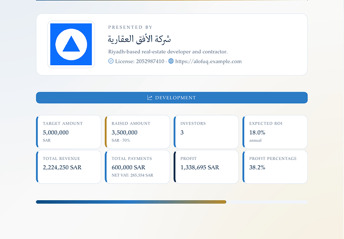 الصفحة الأولى من تقرير PDF المُنشأ باللغة الإنجليزية